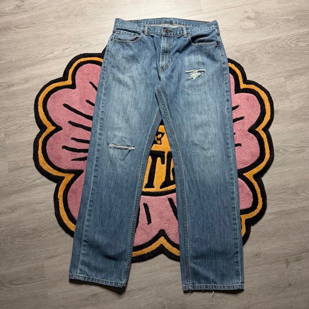 Levi’s 559 Relaxed Straight Distressed Denim Jeans Size 36x34 Blue